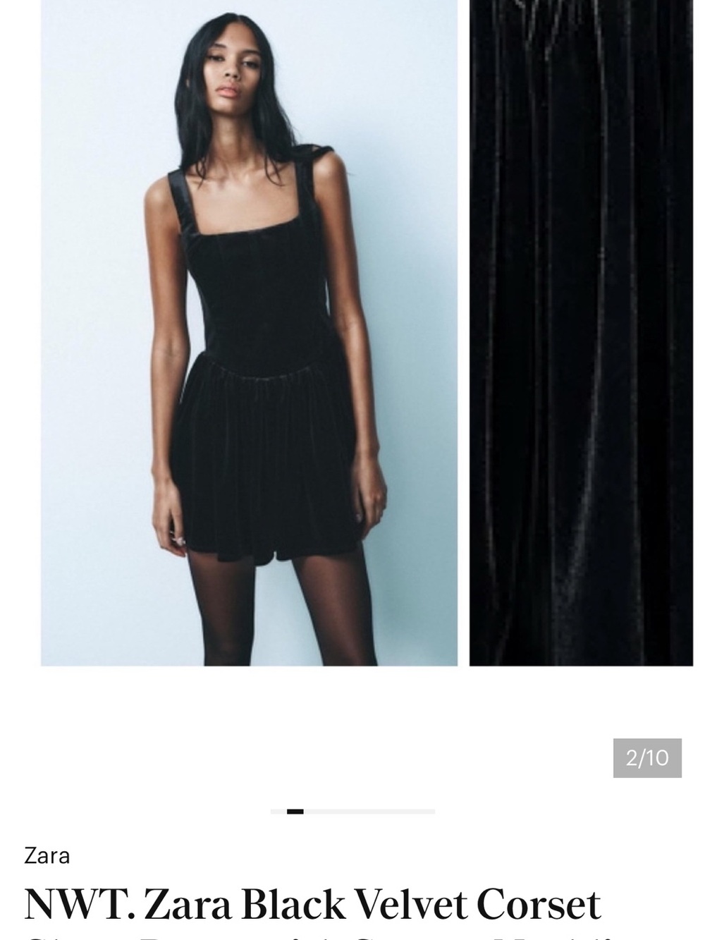 Zara Black Velvet Corset Mini Dress